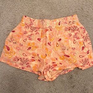 Zara Shorts Womens XS Peach Pink Paisley Elastic Waist Pockets Lined Pull On